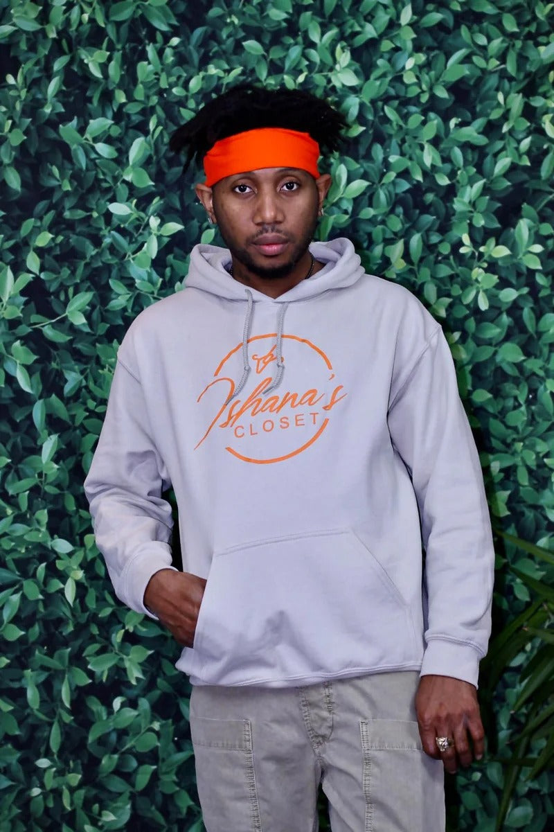 SAND HEAVY BLENDED HOODIE WITH ORANGE LOGO