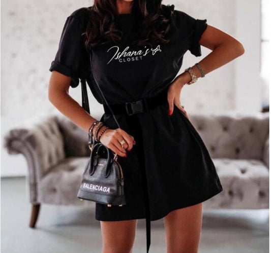 Short Sleeve belted Shirt dress